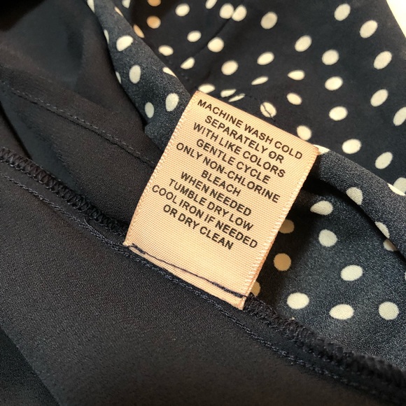 ****DONATED****Philosophy Navy Blue White Polka Dot Blouse - Picture 4 of 6